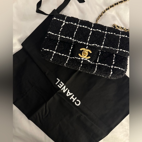 Authentic Chanel Mini Pearl Crush Flap Bag in Tweed & Antique Gold Hardware - Picture 12 of 16